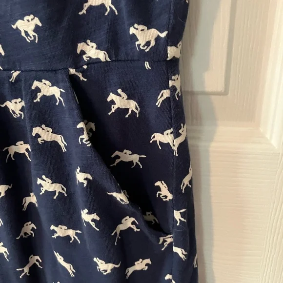 Boden Phoebe Jersey Navy 100% Cotton Casual Dress Equestrian Print Sz 10P - Picture 8 of 9